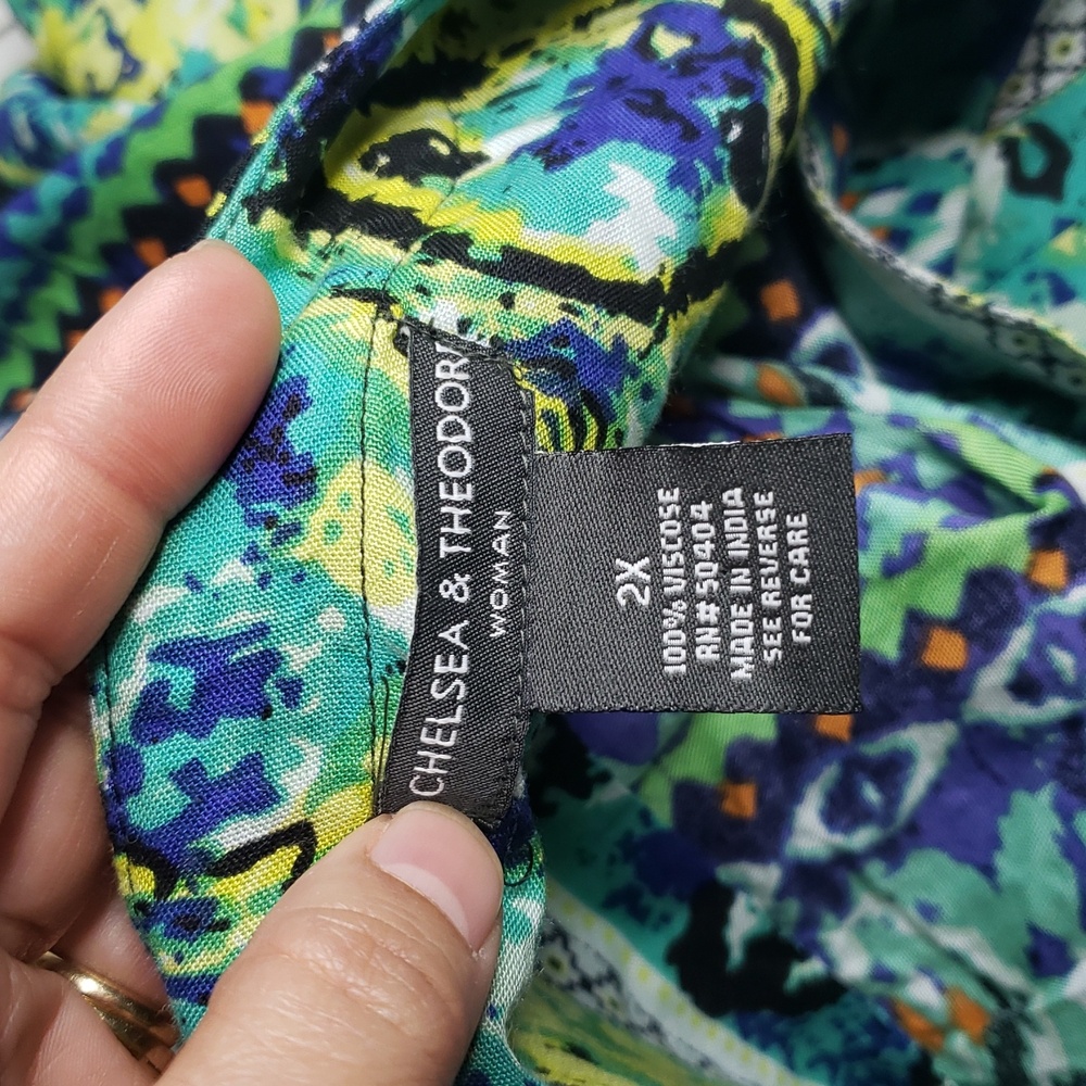 Chelsea & Theodore Viscose Button Up Long Sleeves Shirt Tunic Size 2X Bohemian - Picture 8 of 14